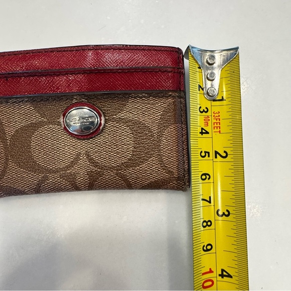 Coach Card Holder Cards Case Signature Canvas Red/Brown 5 slots - Picture 8 of 10